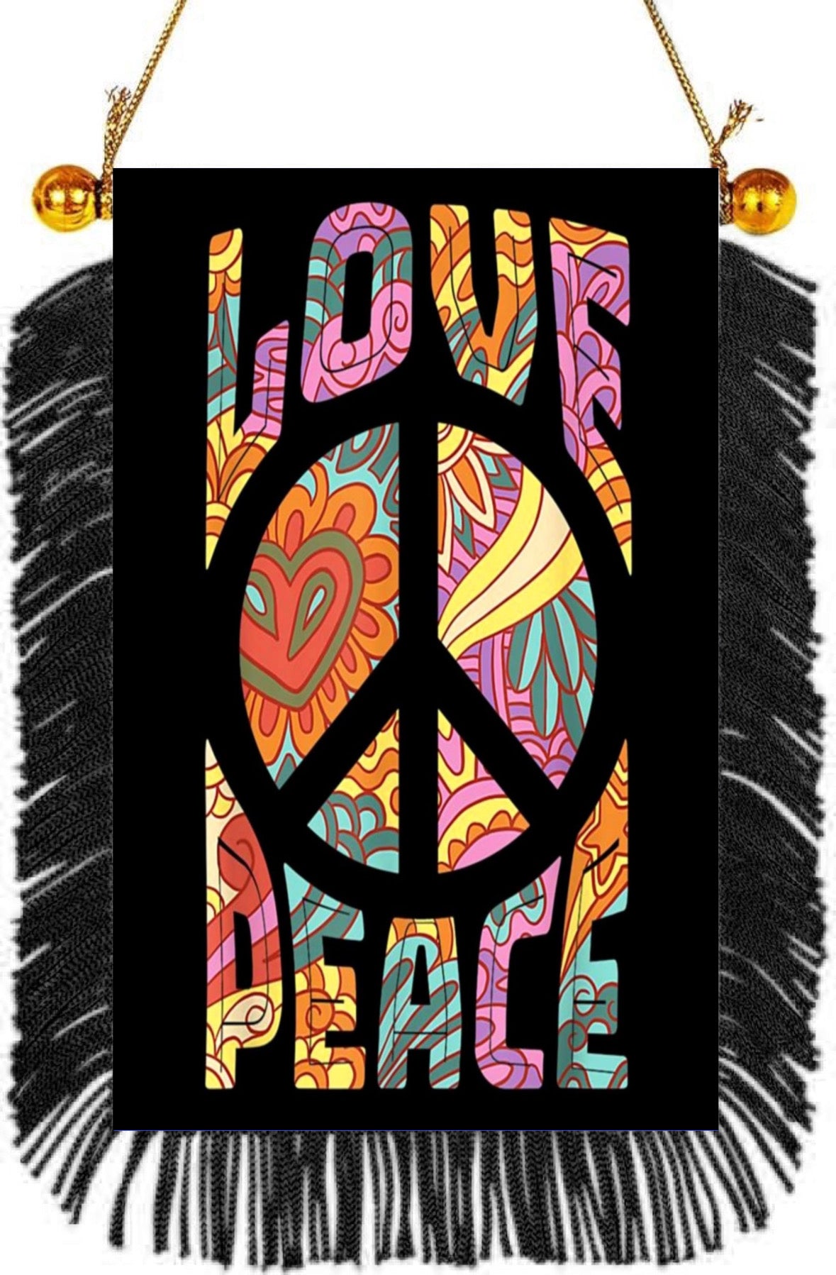 Love and Peace Hanging Banner 4 x 6 inch