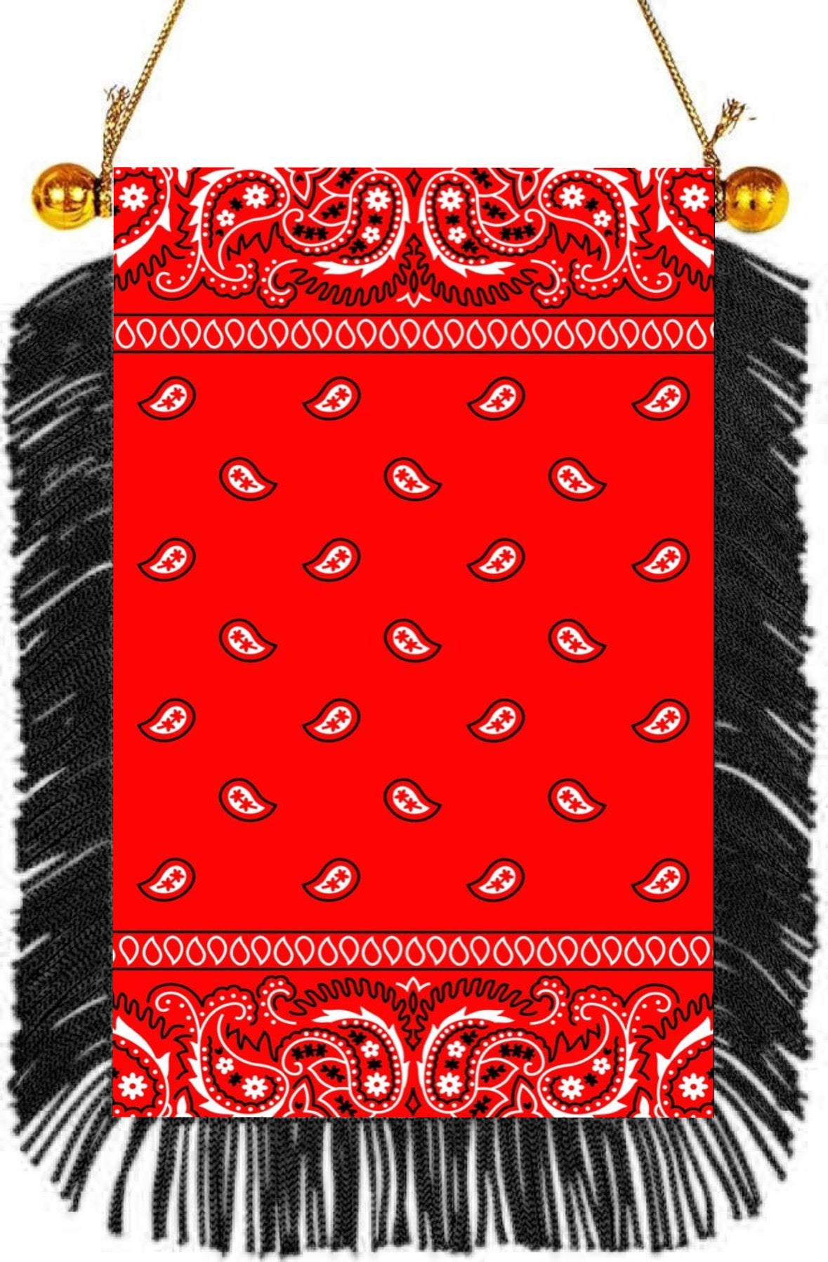 Red Paisley Hanging Banner 4 x 6 inch